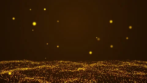 Wave surface made of gold particles. Shiny particles form an oscillating surface Video stock 235407448