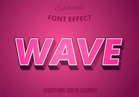 Wave text, editable text effect Stock Illustration