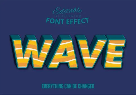 Wave text, editable text style Stock Illustration
