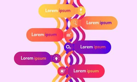 Wave time line data infographic modern design style with markpoint graph thin Illustrazione stock