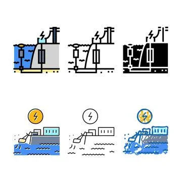 Wave transmission tidal set power color icon vector Stock Illustration