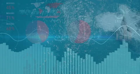 Wave traveling over bars causing pie segments and map emerging over vortex Stock Footage 309688026