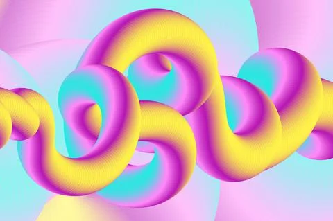 Wave Vector 3D Abstract Fluid Liquid Curve Futuristic Background. Multicolor Stock Illustration