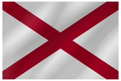 Wave Vector Flag of Alabama, USA, Isolated on White Background Stock Illustration
