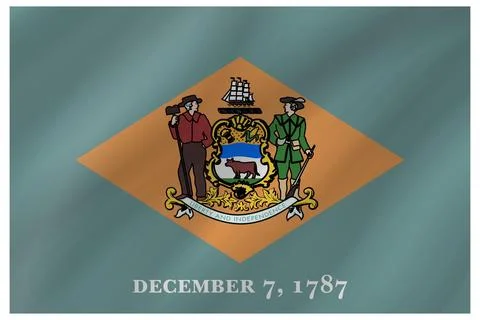 Wave Vector Flag of Delaware, USA, Isolated on Transparent Background Stock Illustration