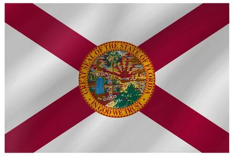 Wave Vector Flag of Florida, USA, Isolated on Transparent Background Stock Illustration
