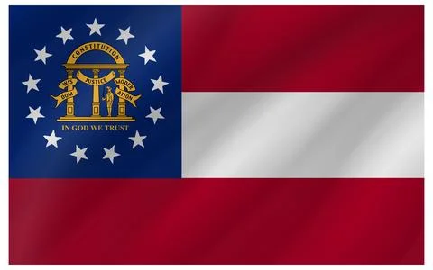 Wave Vector Flag of Georgia, USA, Isolated on Transparent Background Stock-Illustration