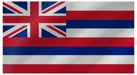 Wave Vector Flag of Hawaii, USA, Isolated on Transparent Background Stock Illustration