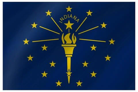 Wave Vector Flag of Indiana, USA, Isolated on Transparent Background Stock Illustration