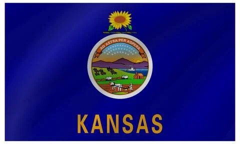 Wave Vector Flag of Kansas, USA, Isolated on Transparent Background Stock-Illustration