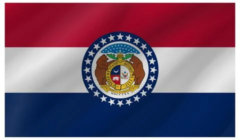 Wave Vector Flag of Missouri, USA, Isolated on Transparent Background Stock Illustration