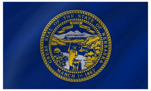 Wave Vector Flag of Nebraska, USA, Isolated on White Background Stock Illustration