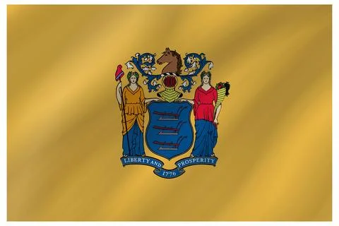 Wave Vector Flag of New Jersey, USA, Isolated on White Background Illustrazione stock