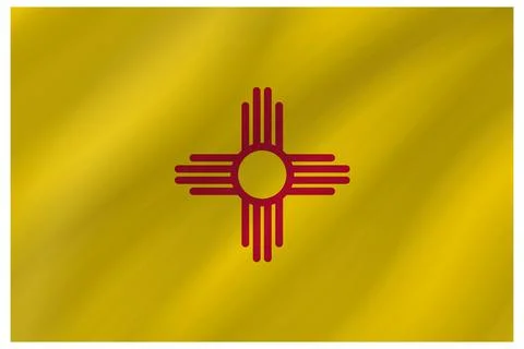 Wave Vector Flag of New Mexico, USA, Isolated on White Background Stock Illustration