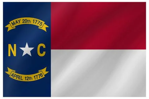Wave Vector Flag of North Carolina, USA, Isolated on White Background Stock Illustration