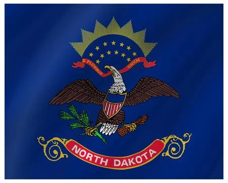 Wave Vector Flag of North Dakota, USA, Isolated on White Background Stock Illustration