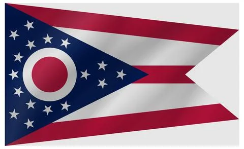 Wave Vector Flag of Ohio, USA, Isolated on White Background Stock Illustration