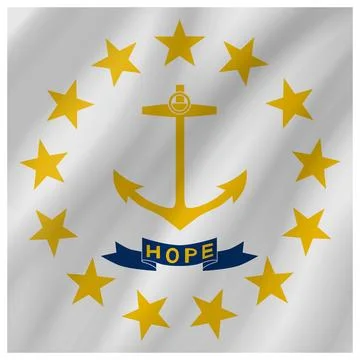 Wave Vector Flag of Rhode Island, USA, Isolated on White Background Stock Illustration