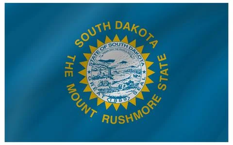 Wave Vector Flag of South Dakota, USA, Isolated on White Background Stock Illustration