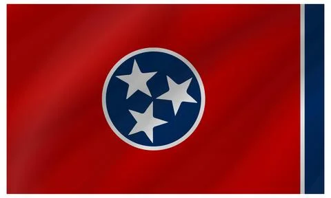 Wave Vector Flag of Tennessee, USA, Isolated on White Background Stock Illustration