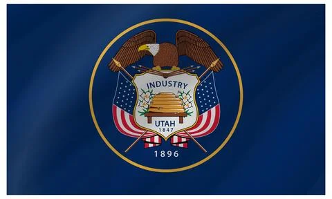 Wave Vector Flag of Utah, USA, Isolated on White Background Stock Illustration