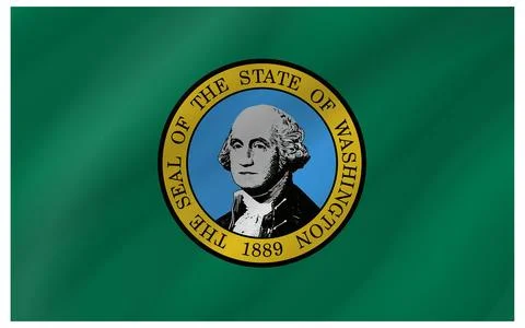 Wave Vector Flag of Washington, USA, Isolated on White Background Illustrazione stock