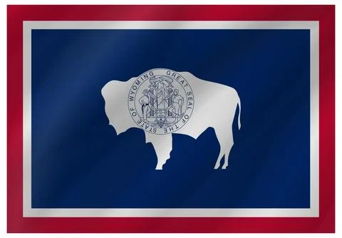 Wave Vector Flag of Wyoming, USA, Isolated on White Background Stock Illustration