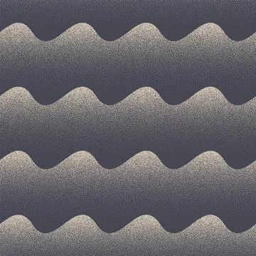 Wave Vector Seamless Pattern Stippled Art Continuous Wavy Abstract Background 스톡 일러스트