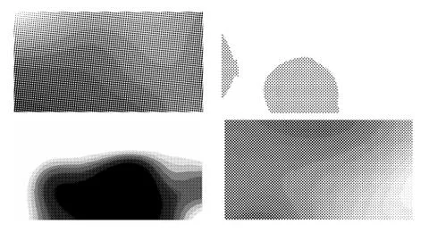 Wave vintage gradient set. Dots Background. Grunge Pattern. Pop-art Fade Over Stock Illustration