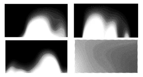 Wave vintage gradient set. Dots Background. Grunge Pattern. Pop-art Fade Over Stock Illustration