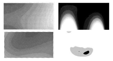 Wave vintage gradient set. Dots Background. Grunge Pattern. Pop-art Fade Over Stock Illustration