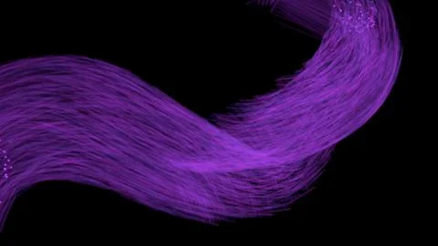 Wave of the violet colored curved lines. Abstract wavy stripes on a black Stock Illustration