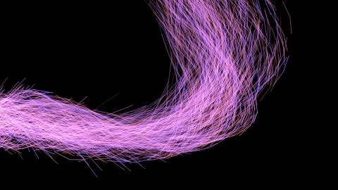 Wave of the violet colored curved lines. Abstract wavy stripes on a black Stock Illustration
