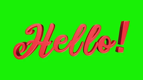 Wave, Warp Hello Text 3D Render on Green Background Stock Footage 231334477