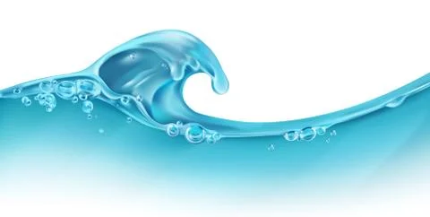 Wave of water and bubbles, 3d vector Stock Illustration