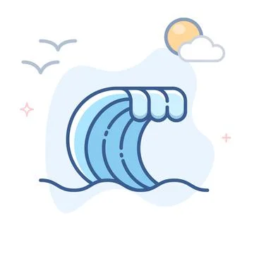 Wave water line logo vector icon. Sea waves outline illustration. Stock Illustration