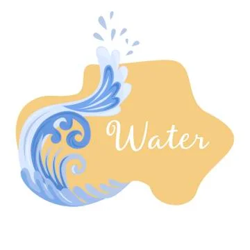 Wave of water on the sandy seashore. Vector banner or logo design Stock Illustration