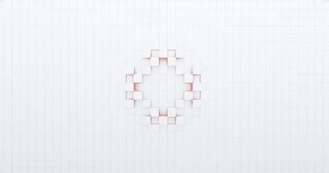 Wave of white cubes with red light Video stock 162231199