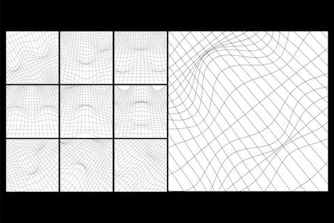 Wave Wracked Surface Grid Set Stock Illustration