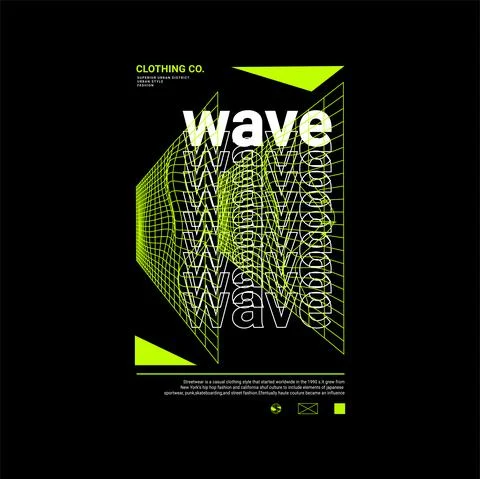 Wave writing design, suitable for screen printing t-shirts, clothes, jackets Stock Illustration