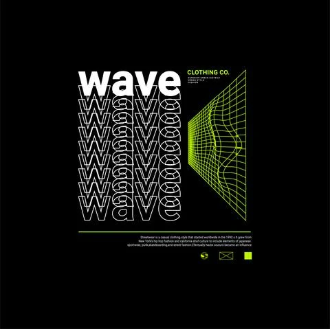 Wave writing design, suitable for screen printing t-shirts, clothes, jackets Stock Illustration