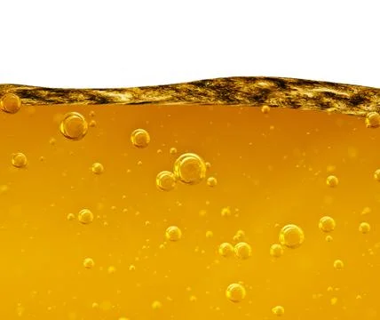 Wave from a yellow liquid with air bubbles on white background Stock Illustration