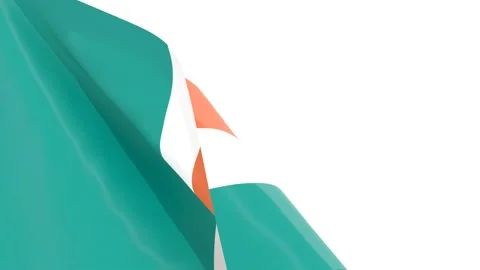 Waved flag textured by Miami Dolphins american footbal team uniform colors. 3D Stock Footage 234762821