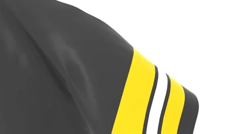 Waved flag textured by Pittsburgh Penguins ice hockey team uniform colors. 3D Stock Footage 234490872