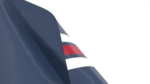 Waved flag textured by Winnipeg Jets ice hockey team uniform colors. 3D render Stock Footage 235348901