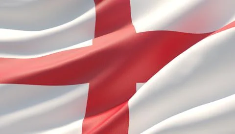 Waved highly detailed close-up flag of England. 3D illustration. Illustrazione stock