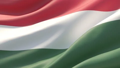 Waved highly detailed close-up flag of Hungary. 3D illustration. Illustrazione stock