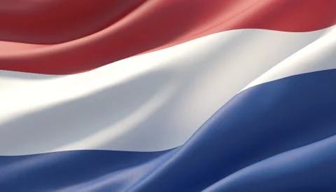 Waved highly detailed close-up flag of Netherlands. 3D illustration. Stock-Illustration