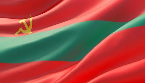 Waved highly detailed close-up flag of Transnistria. 3D illustration. 스톡 일러스트