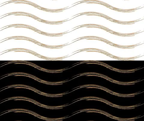 Waved ink brush stroke line, abstract seamless pattern, earth tone color palette Stock Illustration